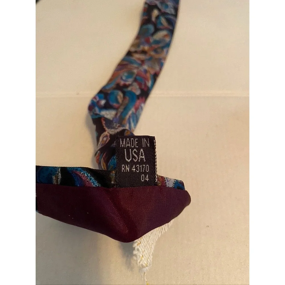Sheaf & Caber Mens Paisley Silk Tie Multi-Color Italian Fabric Made in USA